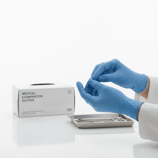 Nitril-Einmalhandschuhe puderfrei blau — 100er Box (L) 4