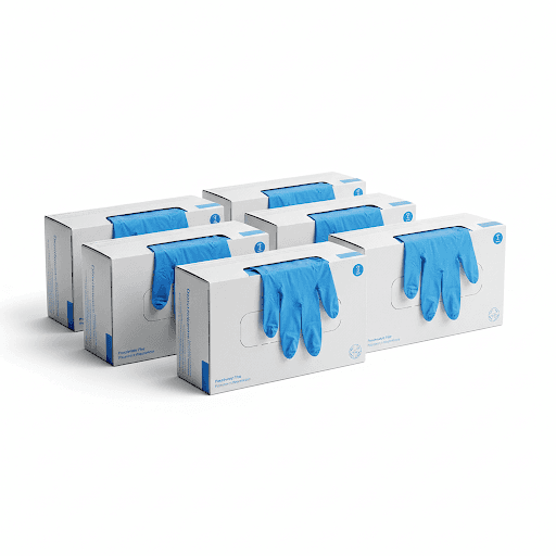 Nitril-Einmalhandschuhe puderfrei blau — 100er Box (M) 3